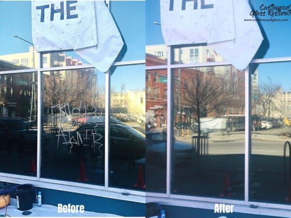 commercial glass restoration project